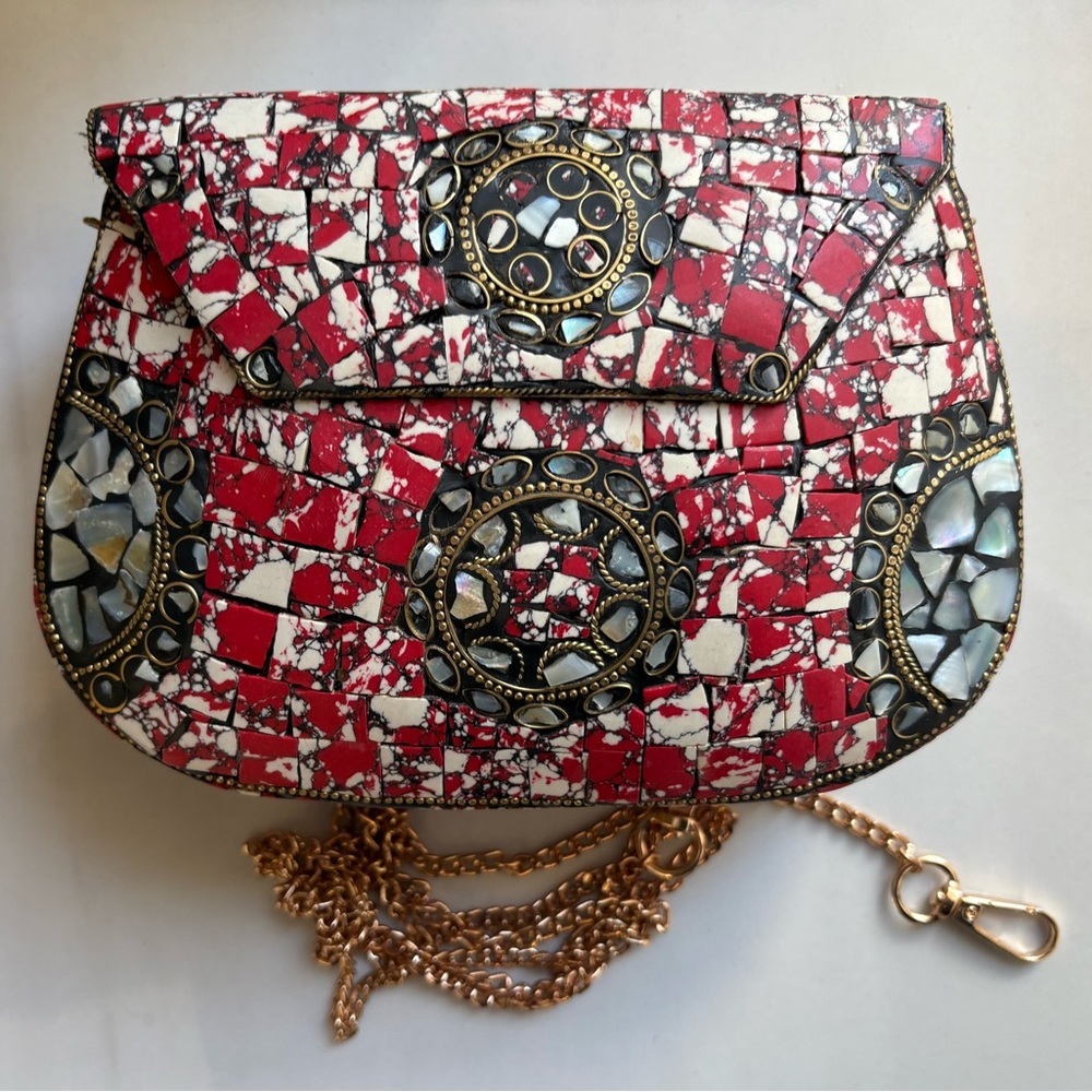 NWOT Ramla Homemade Moroccan Mosaic Red Shoulder Bag